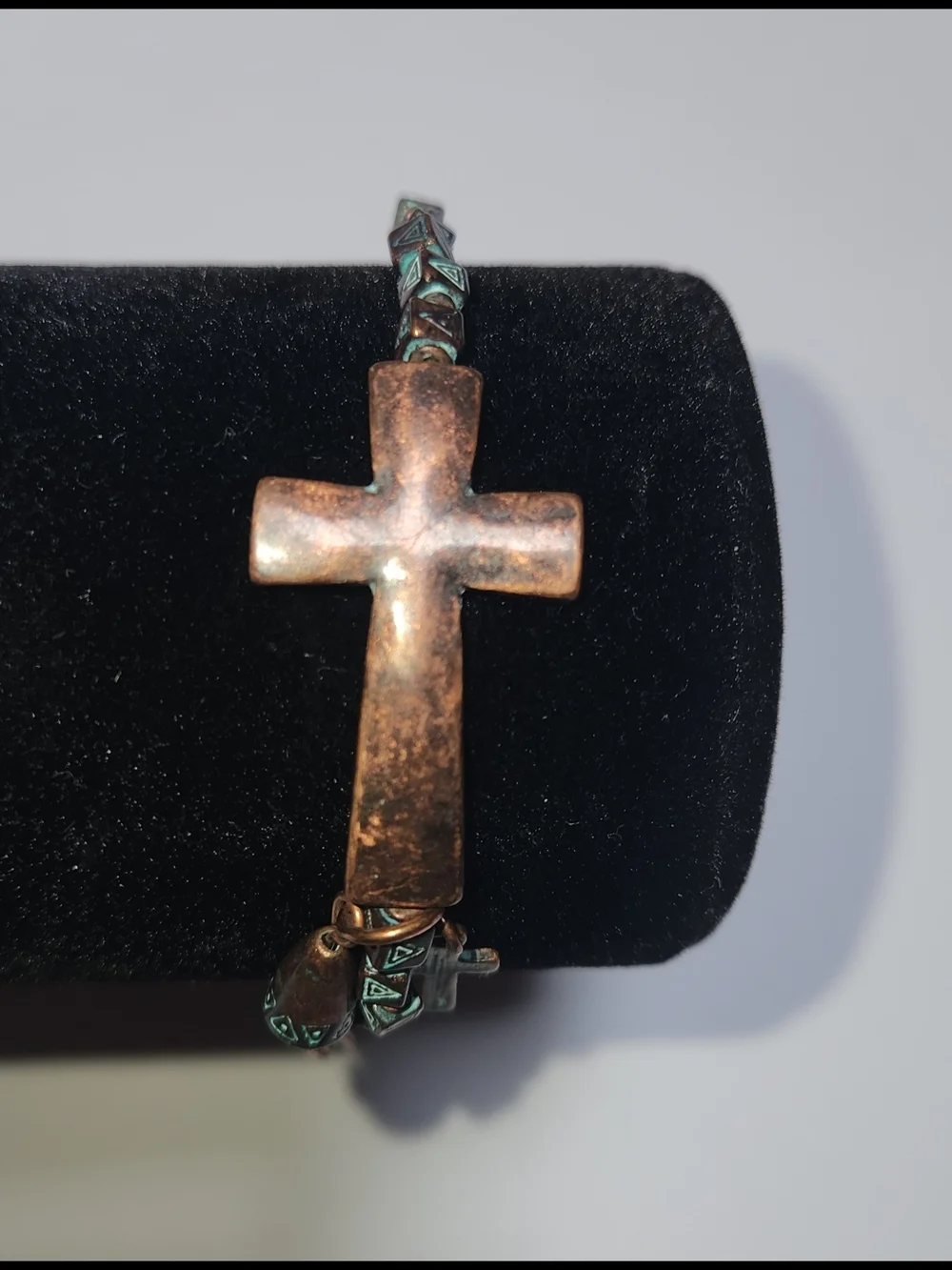 Vintage Stretch Bracelet Copper Cross Tassel 3/4